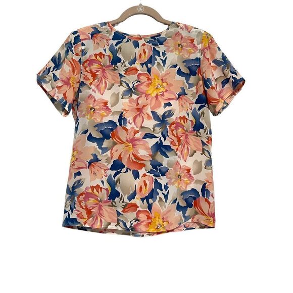 PS‎ ILLUSTRATIONS | WOMEN’S VINTAGE 100% SILK BLOUSE FLORAL SIZE S - Picture 1 of 10